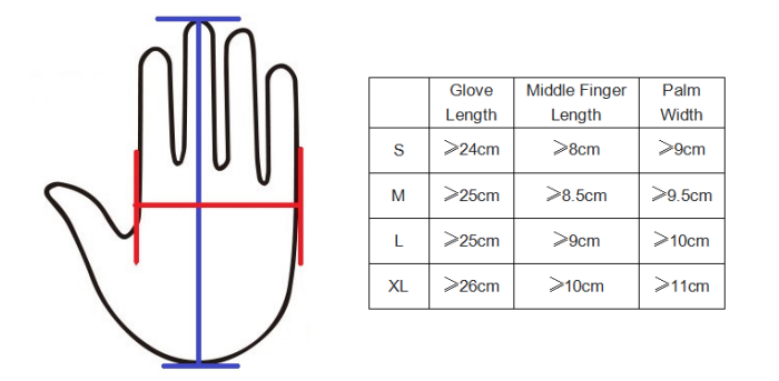 taille des gants de nettoyage